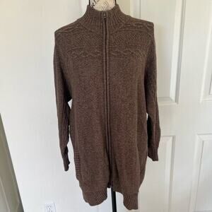 St. John’s Bay brown turtleneck neck knit zip up sweater jacket with pockets